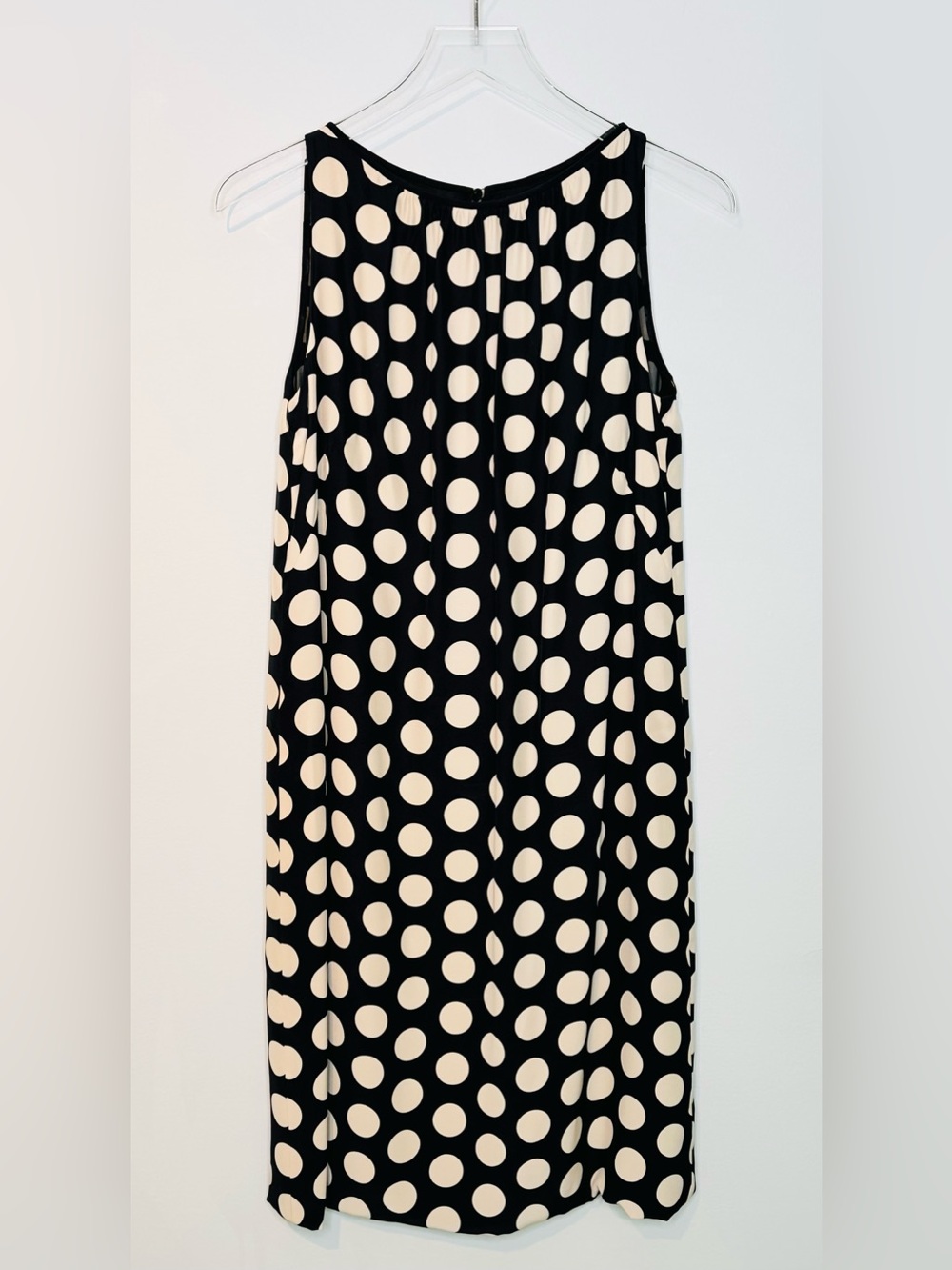 Akris Punto Black Cream Polka Dot Silk Sleeveless Shift Dress - Picture 11 of 11